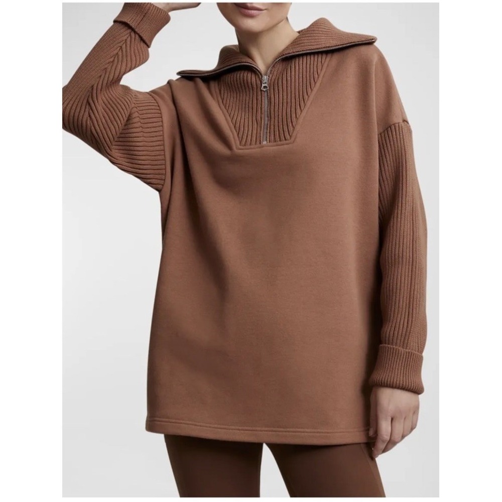 Varley Owens Half Zip Carob Brown Sweatshirt Pullover Oversized Women's Large